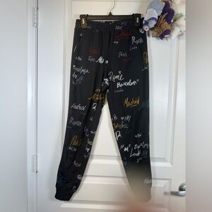 LuLaRoe Rise Collection - Infinite Joggers - Black Paris London Rome Size XS EUC